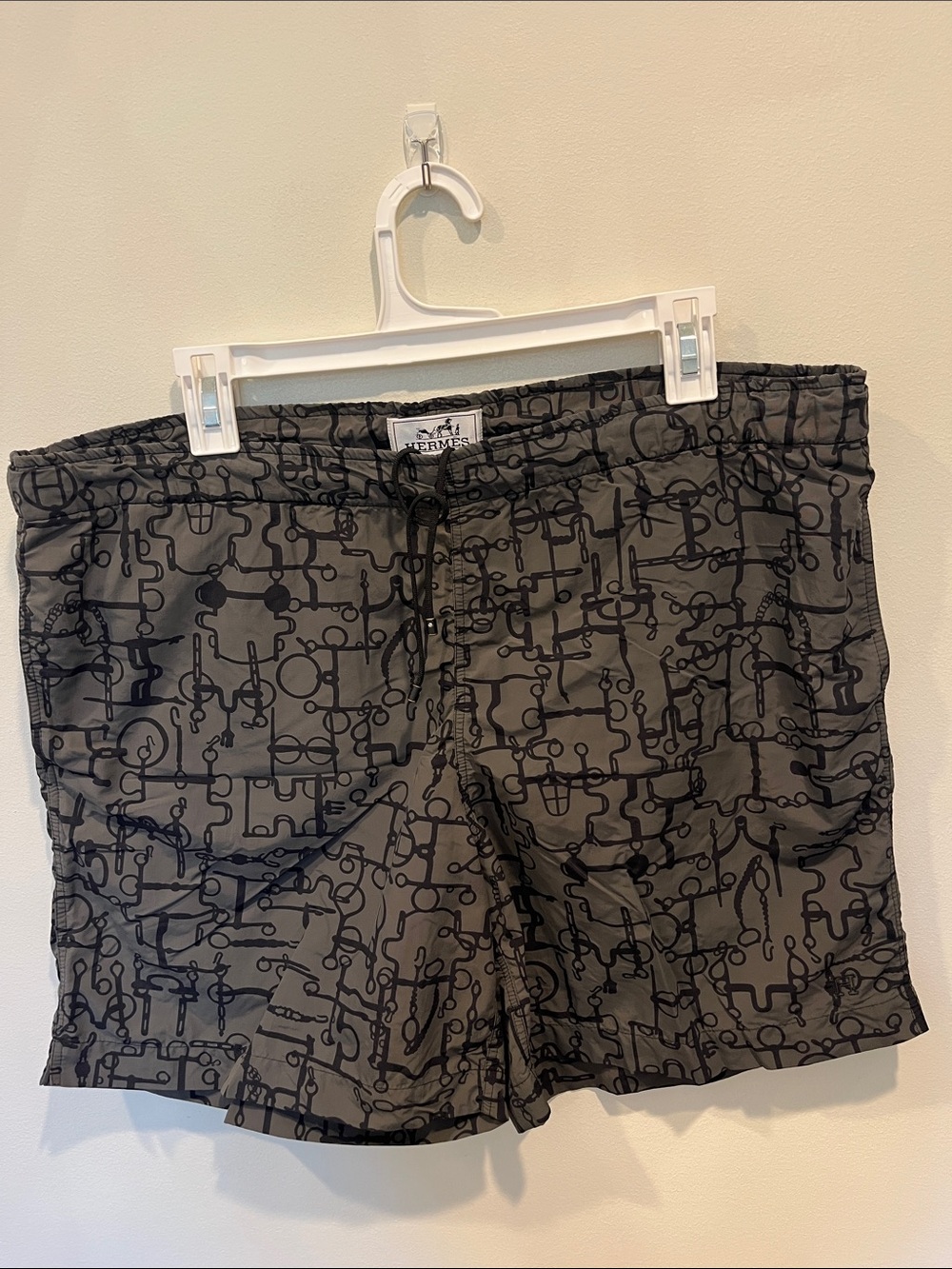 Hermès "Métallerie Givrée" print men’s swim shorts.